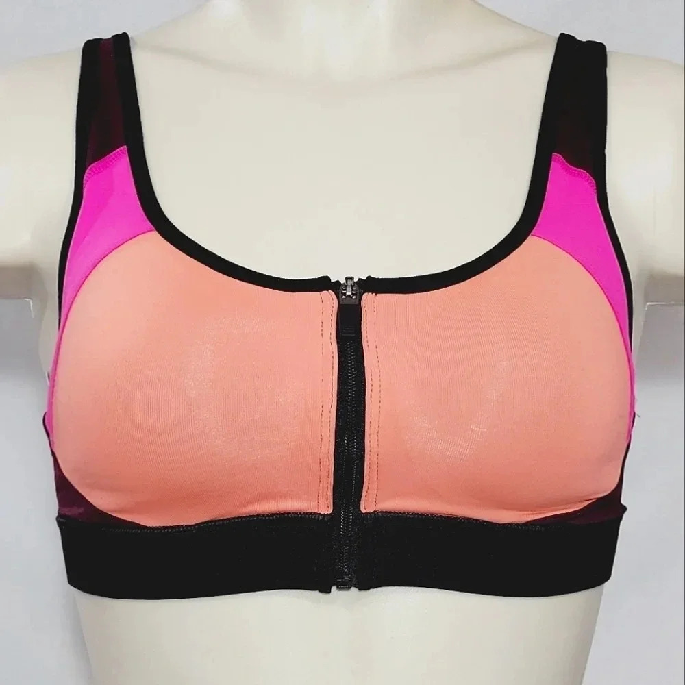 XS X-SMALL Champion N9643 Power Shape Max Zip Front Sport Bra Papaya NWT